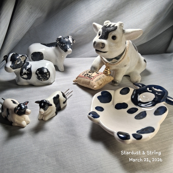 Other - 6pc Vintage Cow Decor Bundle ~ Black And White 🐮